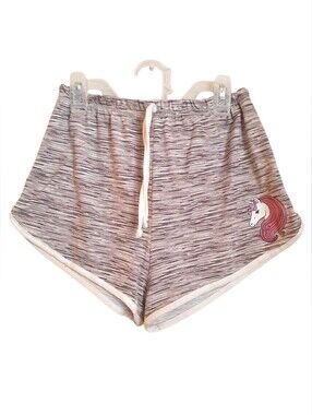 Emma & Elsa Unicorn Gray Pink Lounge Soft Shorts Size 12